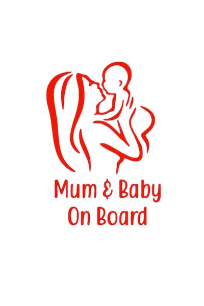Oracal Mum and Baby on Board car sticker, 20cm, red