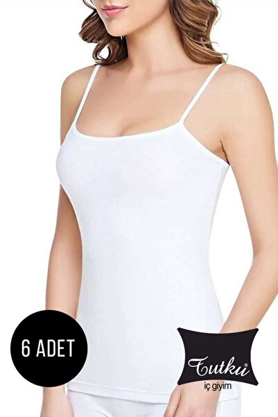 Tutku Kadın Atlet Ribana Kumaş İp Askılı 6 Adet Pamuk Kaliteli Yüksek Kalite
