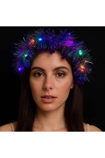 ZERO LAND Lvsqvr Heart Tassel Night Glow 3-Mode Led& # 39-Piece Illuminated Crown (01235) Purple Color
