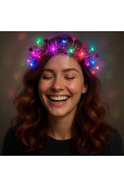 ZERO LAND Lvsqvr Heart Tassel Night Glow 3-Mode Led& # 39-Piece Illuminated Crown (01237) Fuchsia Color