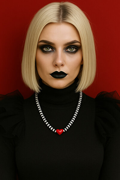 HAPPY HANDMADE قلادة قلب حمراء قابلة للتعديل/قلادة قلب مورونا مرصعة بالخرز/قل...