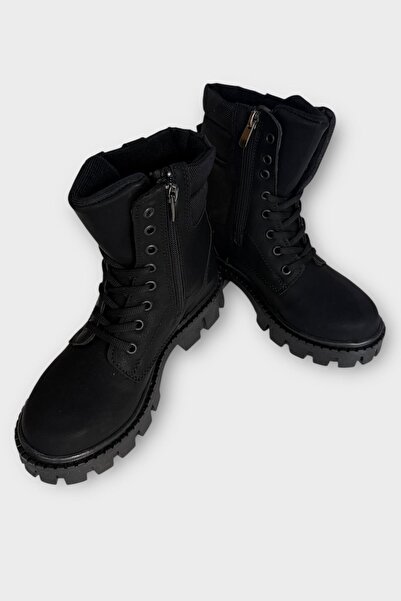 Liger Γυναικείες μπότες με χοντρή σόλα με φερμουάρ ΜΑΥΡΟ