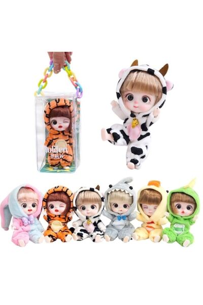 victiny Păpușă mini realistă cu față expresivă 10 cm cu poșetă și breloc, cos...