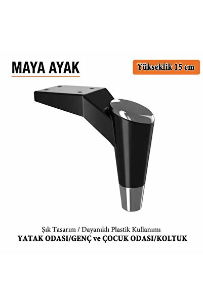 İMT AKSESUAR Maya Leg 15 cm Black-Chrome Furniture Sofa Coffee Table Tv Unit ...