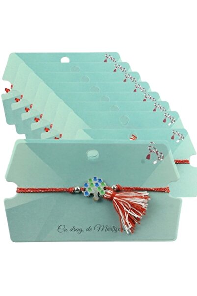 GOLD MARKET Set de 12 mărțișoare tip brățară cu ciucure, model copac, pandant...