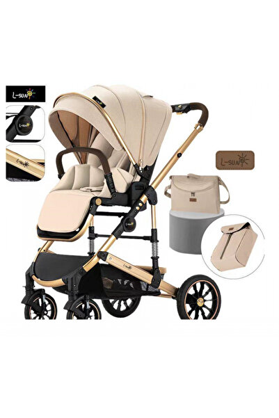 L-Sun Baby stroller, 0-36 months, with suspension, reversible carrycot, recline and seat positions, rubber