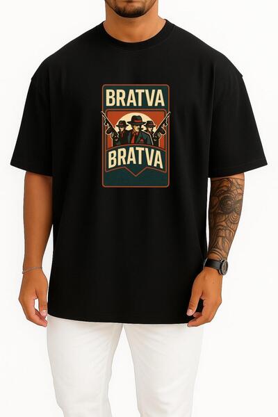 Bahriyeli Collection Oversized Bratva Italian Mafia Unisex T-Shirt with Chest...