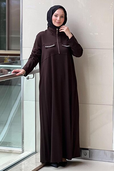 Nuss Mock Neck Half Zipper Bomb Dress