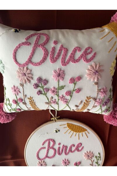 punch passion İsimli Bebek kapı süsü-takı yastığı takımı, punch nakışlı (İÇ D...