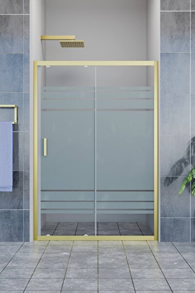 BAGNOGLASS BAGNO SERİ GOLD PROFİL ÖN CEPHE DESENLİ DUŞAKABİN