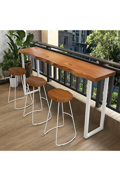 MODERN LİFEE DOĞAL KENAR DOĞAL AHŞAP ÖZEL TASARIM BAR/KAHVE MASASI