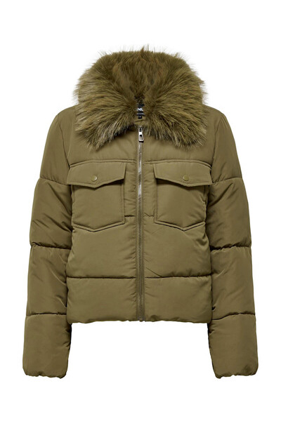 ONLY Дамско палто Maggi Fur Puffer Life Khaki 15322000