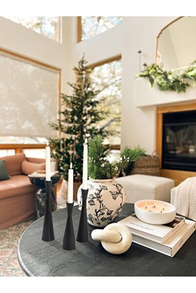 KASTWAVE Matte Black Candle Holders Set of 3 - Metal Taper Candlesticks