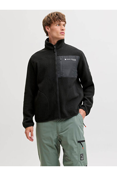 Jack & Jones Ανδρικό μαύρο φλις μπουφάν Alpes (12284827-BBT)