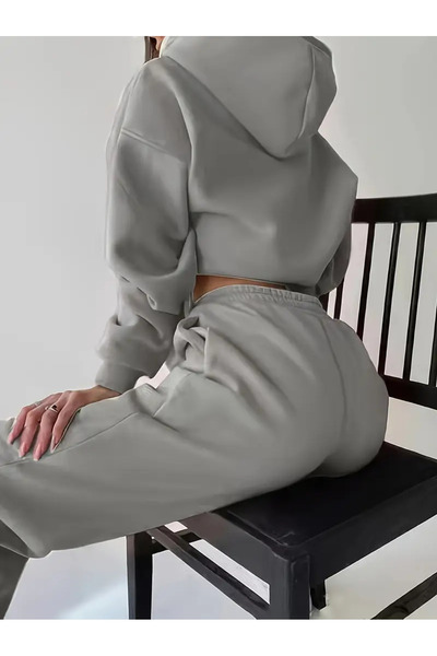 darkopia Unisex Men's Women's Olso Printed Oversize 3 Thread Hooded Tracksuit Set