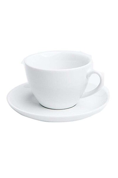 GENERIC4 Shor cup and saucer set with rounded handle, white, 14.2x14.2x1.8 cm