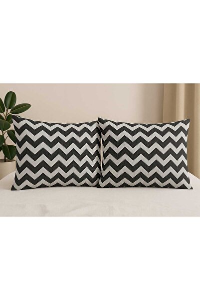 Loova غطاء وسادة قطعتين 100% قطن بنمط متعرج طبيعي مقاس 50*70 مع سحاب