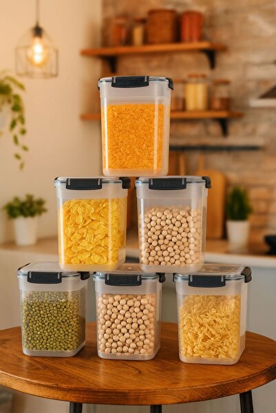 Buğra Home 6'Lİ VAKUMLU KAPAK 22CM ÇOK AMAÇLI SERT PLASTİK SAKLAMA KABI