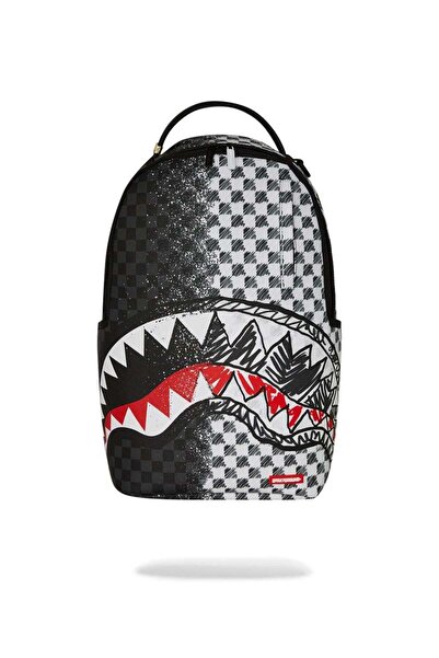 Sprayground GREY CHECK SCRIBBLE SPLIT DLX BACKPACK