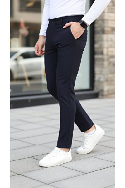 buğrahayalin Men's Slim Fit Stretch Fabric Gabardine Trousers