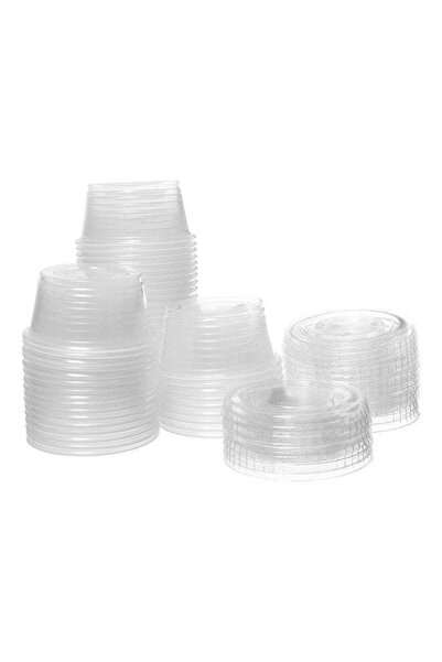 GENERIC4 Disposable Plastic Sauce Cups with Lids - Set of 50 (Clear, 3 oz)