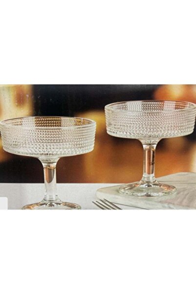 GENERIC4 طقم من قطعتين من أوعية تقديم الآيس كريم الزجاجية الشفافة