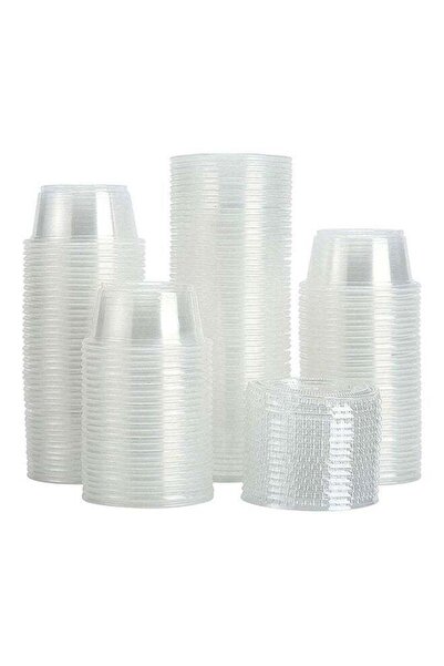 GENERIC4 Disposable Plastic Sauce Cups with Lids Set, 50 Pieces, Clear