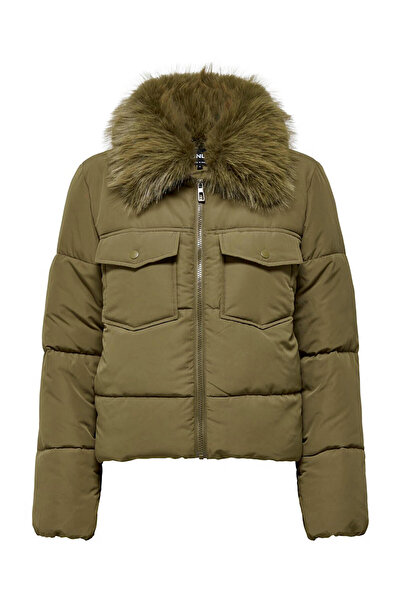 ONLY Дамско палто Maggi Fur Puffer Life Khaki 15322000