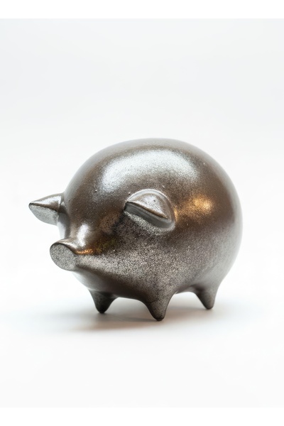 Midl Atelier Qumba#6 El Yapımı Seramik Gümüş Domuz Kumbara