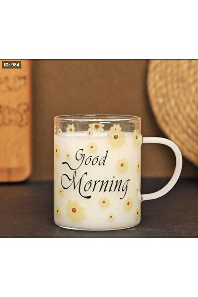 Generic 6-piece glass cups featuring a daisy design and made of heat-resistant glass