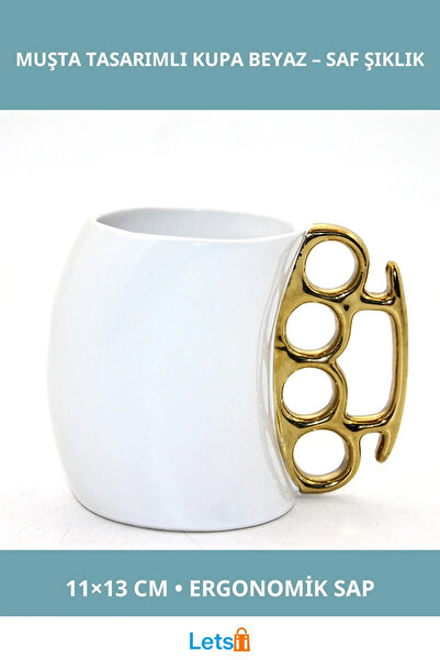 Letsii White Mug with Porcelain Design 11X13 cm