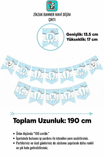 Bunloon Zigzag Banner Blue My Teeth Came Out Writing – Tooth Wheat Party Decoration