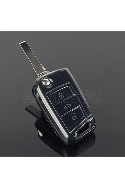 bigkey SKODA OCTAVIA A7 RAPID SCALA KAMIQ KAROQ ŞEFFAF-FÜME ANAHTAR KILIFI