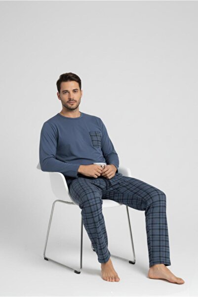 MORRO Konforlu Ev Giyimi Üst ve Desenli Pijama Altı | Erkek Pijama Takımı