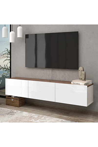 joy mob BELİZ TV ÜNİTESİ TV SEHPASI ALT MODÜL 200 CM CEVİZ BEYAZ MDF