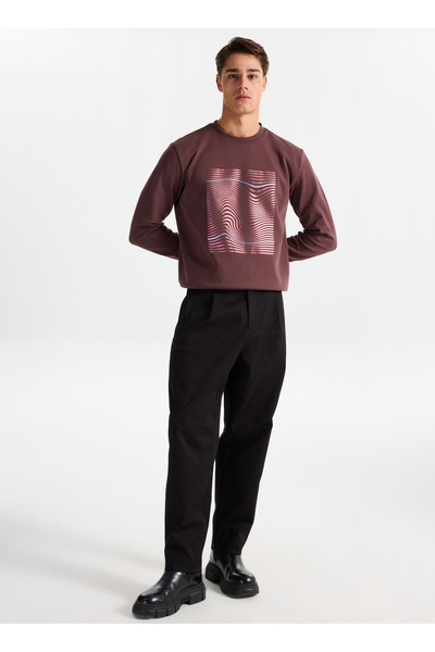 GMG FIRENZE Ανδρικό παντελόνι με κανονική μέση και κανονικό πόδι, φαρδύ μαύρο...