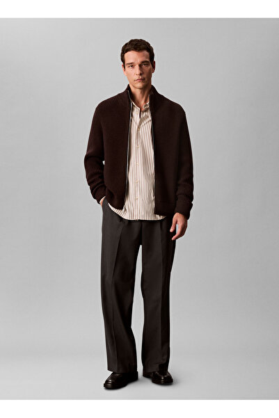 Calvin Klein Bisiklet Yaka Normal Gri Erkek Kazak LV04LD305GGRO_LS FZ TEXTURE...