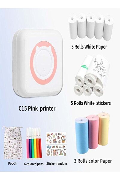 Generic Portable Mini Bluetooth Thermal Photo Label Printer (includes 13 rolls of paper)