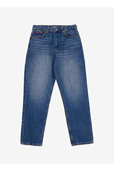 Lee Cooper Yüksek Bel Dar Paça Mom Fit Mavi Kadın Denim Pantolon 261 LCF 121006 MARLYN LIMPO BLUE