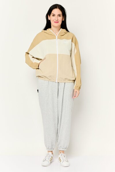 Puma Women Sportswear Fit Long Sleeves Outdoor Windbreaker Jacket, Tan