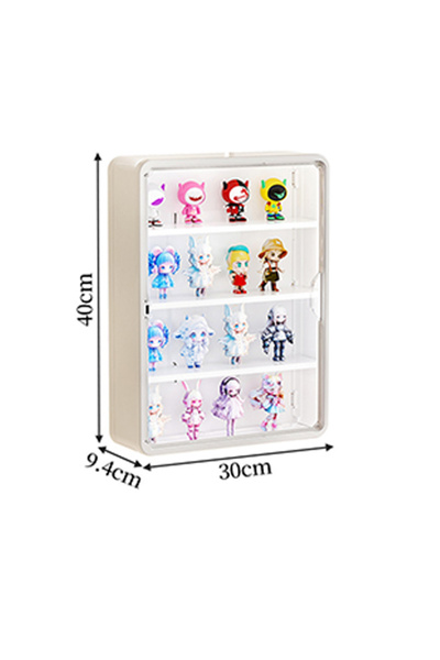 Generic 4-Tier Clear Acrylic Display Case for Figures, Wall-Mounted Display Box