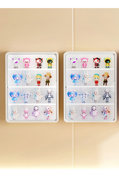 Generic 4-Tier Clear Acrylic Display Case for Figures, Wall-Mounted Display Box