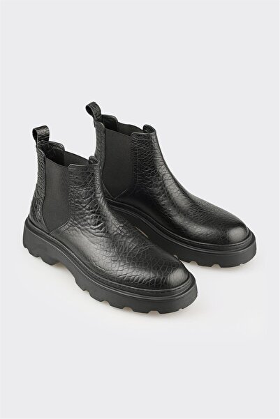 Elle Shoes Siyah Deri Erkek Günlük Bot