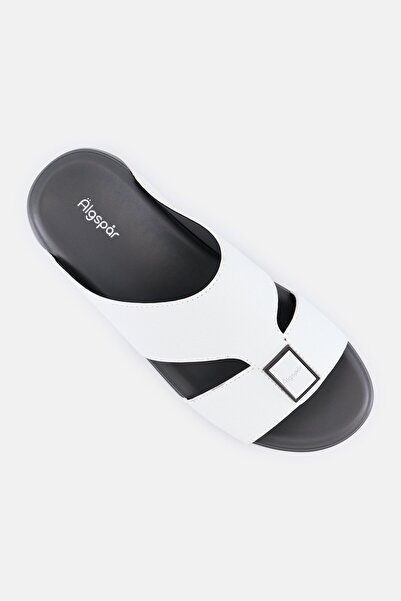 Algspar Men Slip On Arabic Sandals, White