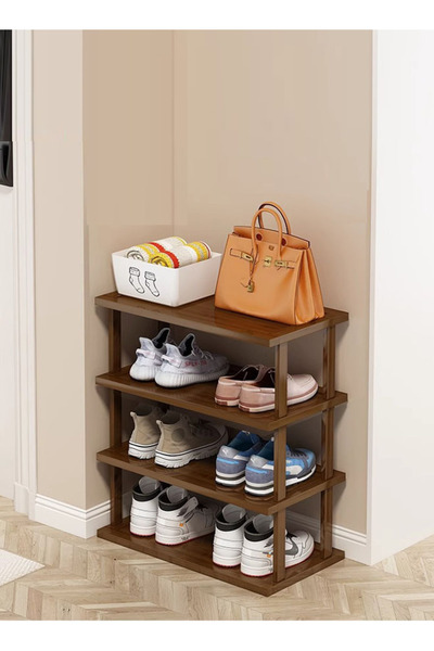 Generic رف أحذية من الخشب الصلب بأربع طبقات، مقاس 47×24×55 سم، منظم تخزين عمو...