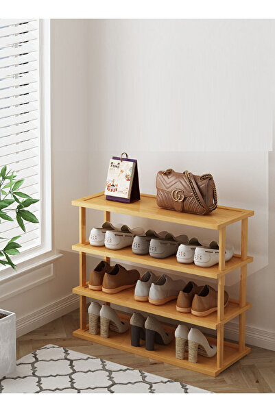 Generic رف أحذية من الخشب الصلب بأربع طبقات، مقاس 47×24×55 سم، منظم تخزين عمو...