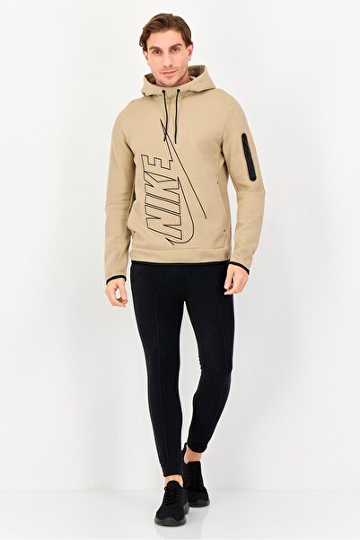 Nike Men Sportswear Fit Embroidered Logo Outdoor Hoodie, Tan