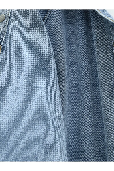 MissRunin Önü Düğmeli Kapşonlu Apolet Detaylı Cepli Kot Kap