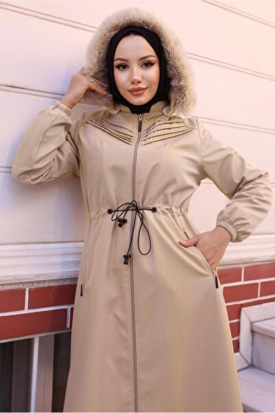 TRENDTESETTÜR KADIN BEJ BELİ BAĞCIKLI MANTO T 2011