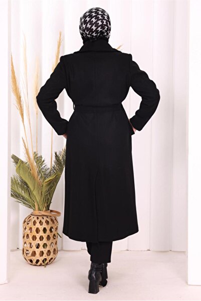 TRENDTESETTÜR Women's Black Belted Coat t 96007-1